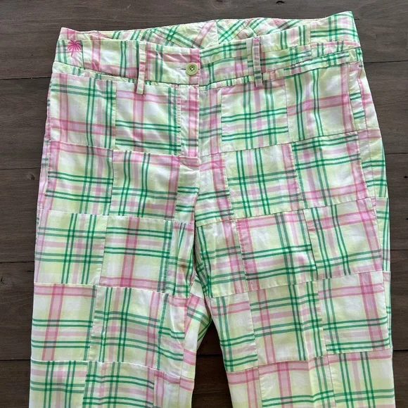 Lilly Pulitzer Madras Summer Pants Defined! Pinks + Greens + White Sz 6 - Picture 5 of 16